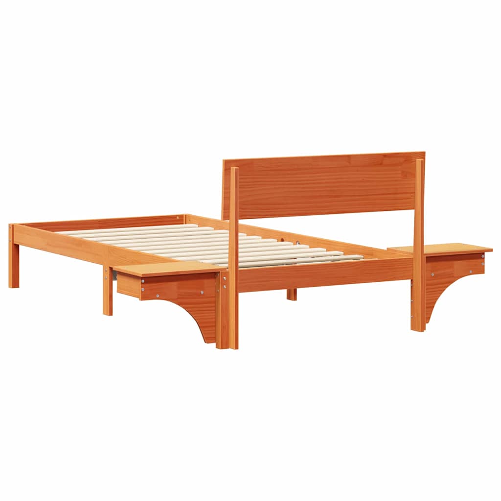 Bettgestell mit Nachttischen Wachsbraun Massivholz Kiefer